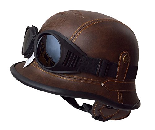 LUNANA Halbschale Jet-Helm ECE-Zulassung für Scooter Mofa Helm Pilot （57~62CM） Retro Vintage Halbhelm Adults Unisex Motorrad Sicherheitshelm mit Schutzbrille