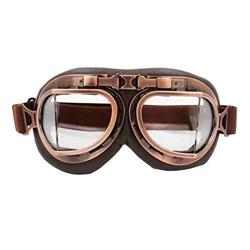 LEAGUE&CO Steampunk Helm Motorradbrille Schutzbrille Fliegerbrille für Harley Davidson Honda Yamaha usw. Gelb 